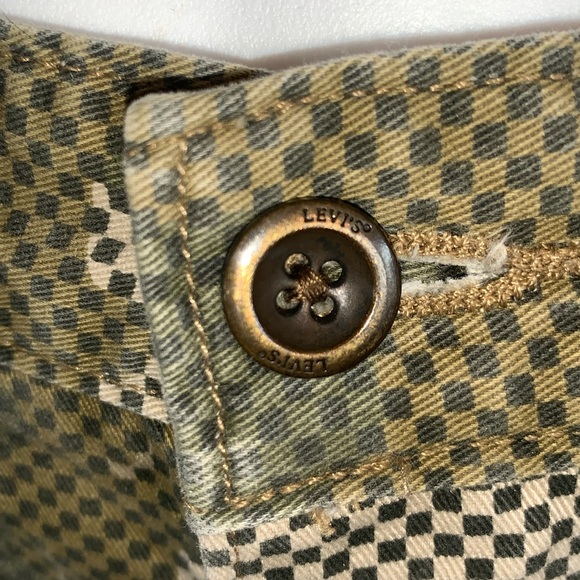 LEVI’s jeans, pixelated green camo, button front, hi rise. Medium. - Picture 1 of 17